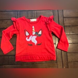 Red Long Sleeve Unicorn Top